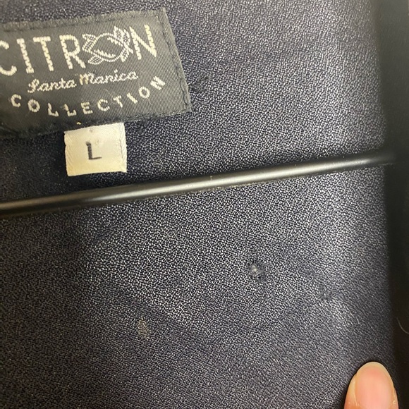 Citron Santa Monica Velvet Lined Multi-media Collared Button Up Blouse / Large - Picture 6 of 6